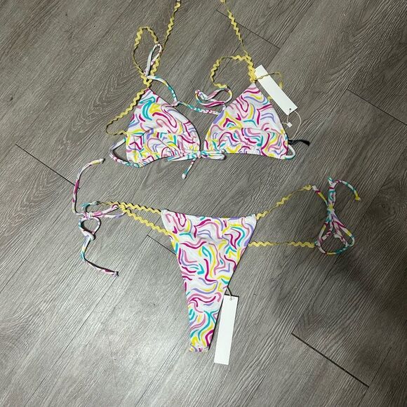 NWT FOR LOVE & LEMONS PALMER & NOAH 2PC BIKINI SWIMSUIT TOP & BOTTOM SIZE L - Picture 2 of 7